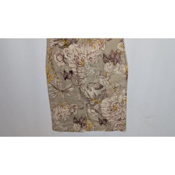 VINTAGE 80s-90s Ann Taylor 6 Dress Cottage Core Floral 100% Linen Short Sleeve - Picture 7 of 9